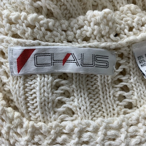 Vtg Chaus Longline Cable Knit Hobnail Sweater Womens M Ramie Cotton Cottage - Picture 12 of 17